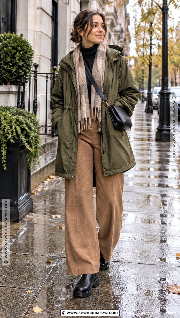 Oversized Parka With Wide Leg Trousers - 20 Fall Outfits Oversized