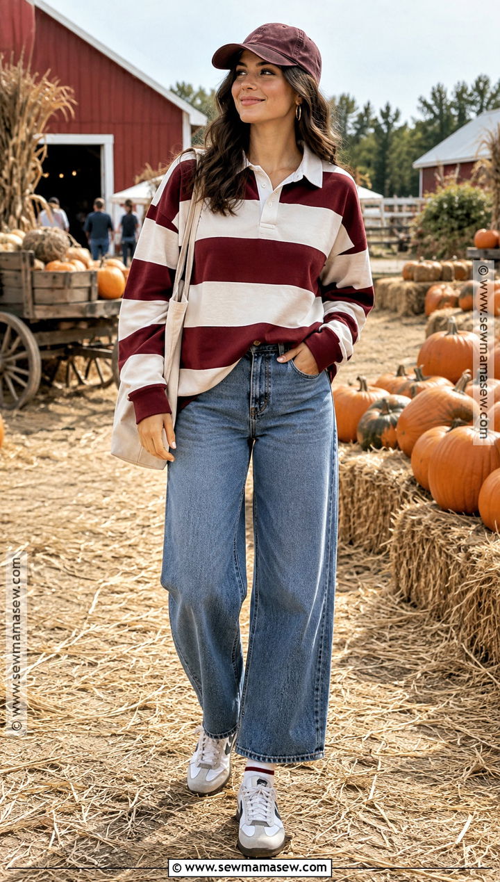 Oversized Rugby Shirt and Wide Leg Jeans Pumpkin Patch Fit - 25 pumpkin patch fits