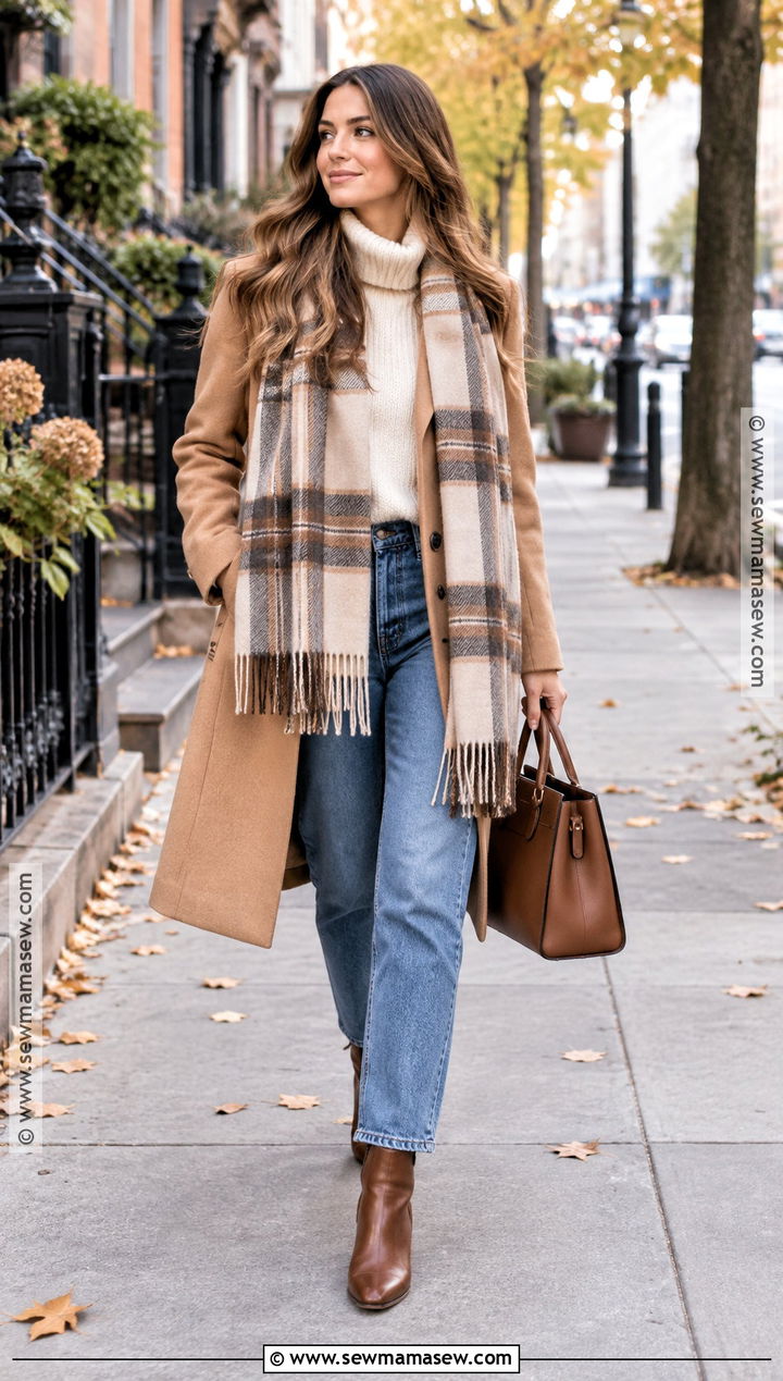 Oversized Scarf With Wool Coat Outfit - 15 cozy accessories for fall and winter