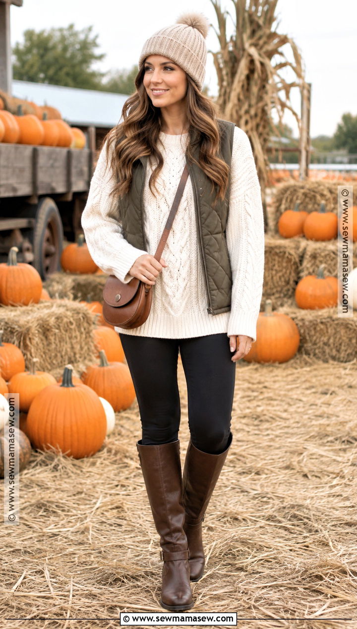 Oversized Sweater And Black Leggings Pumpkin Patch Look - 15 pumpkin patch looks