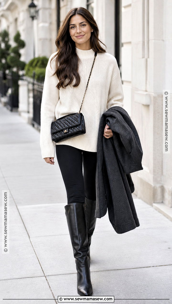 Oversized Sweater And Black Leggings - 20 Sweater Weather Vibes Ideas