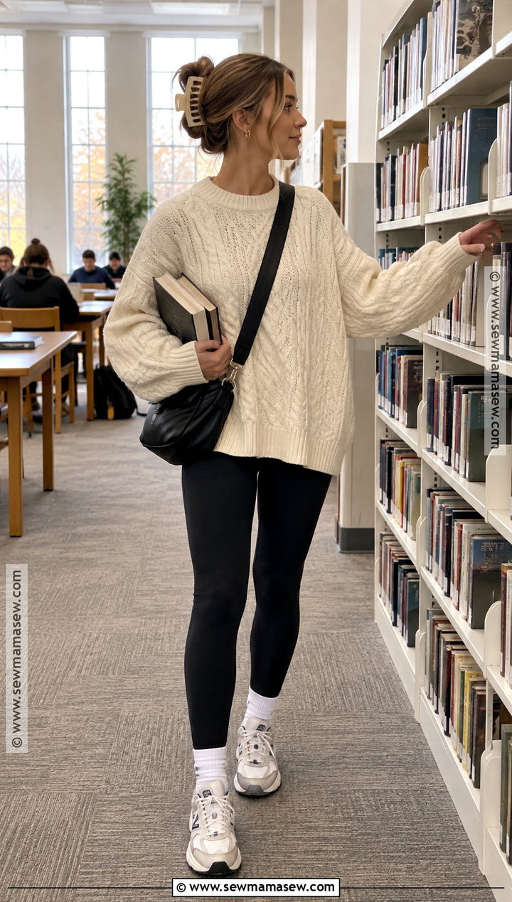 Oversized Sweater And Leggings Fall School Outfit - 15 Cute Fall Outfits For School Casual
