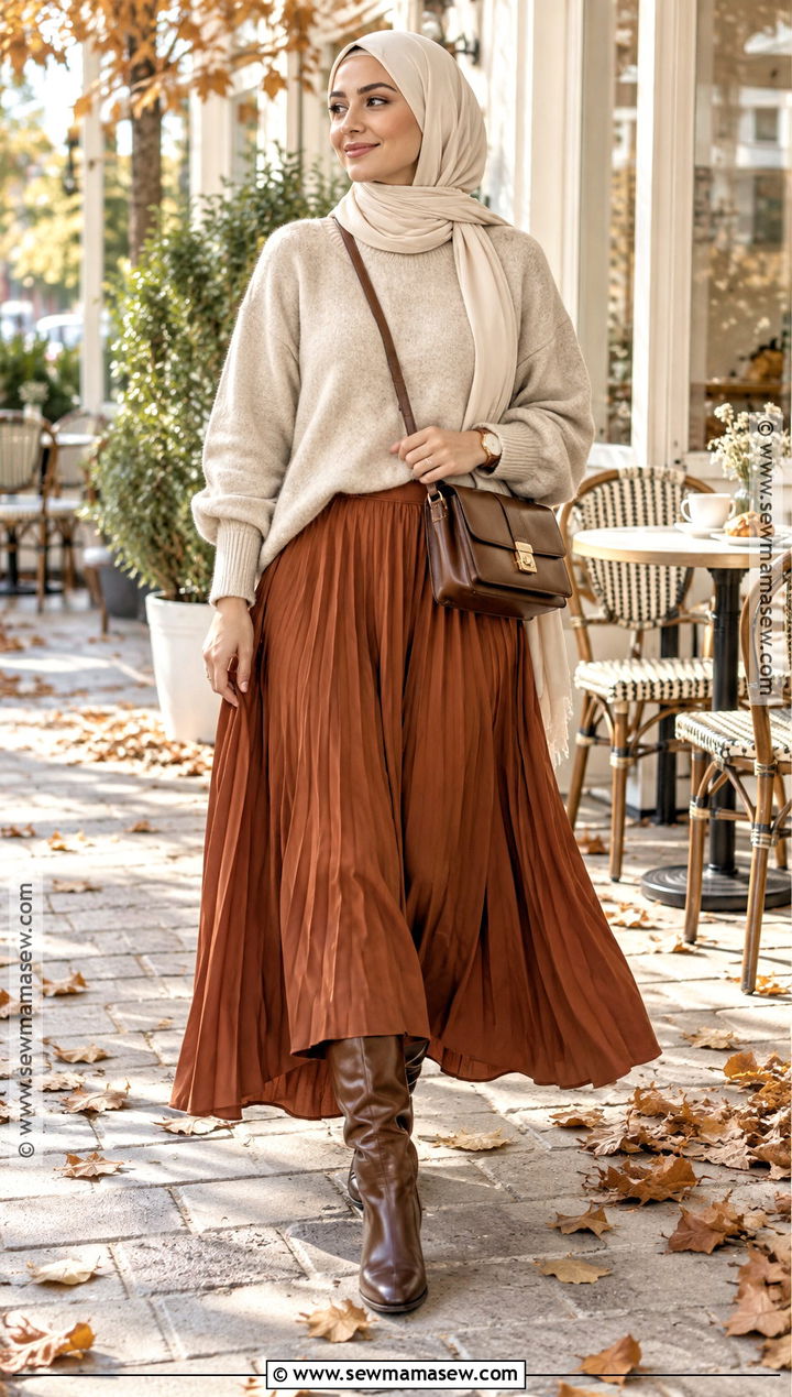 Oversized Sweater And Maxi Skirt Outfit - 20 fall outfits for hijabis