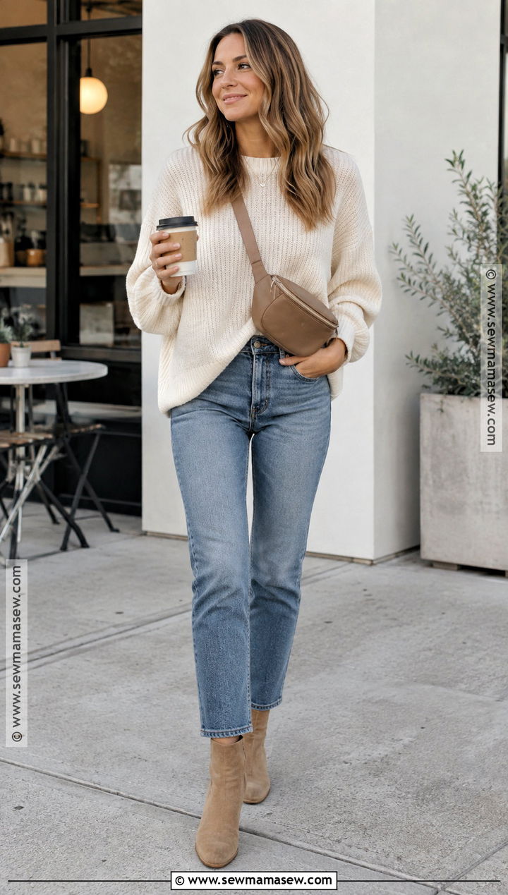 Oversized Sweater And Nursing Cami Outfit - 20 Breastfeeding Outfits Fall