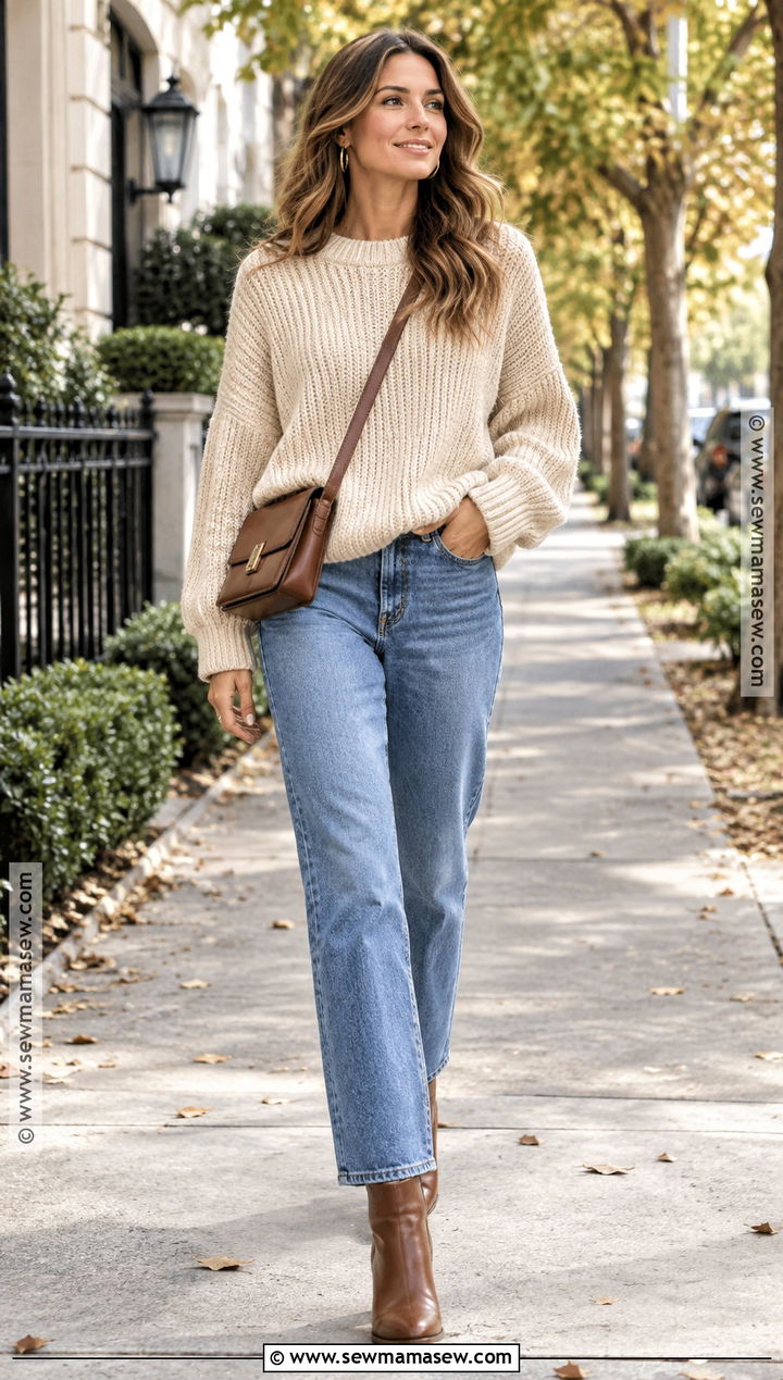 Oversized Sweater And Straight Jeans Fall Outfit - 20 fall outfit inspo 2026 aesthetic ideas