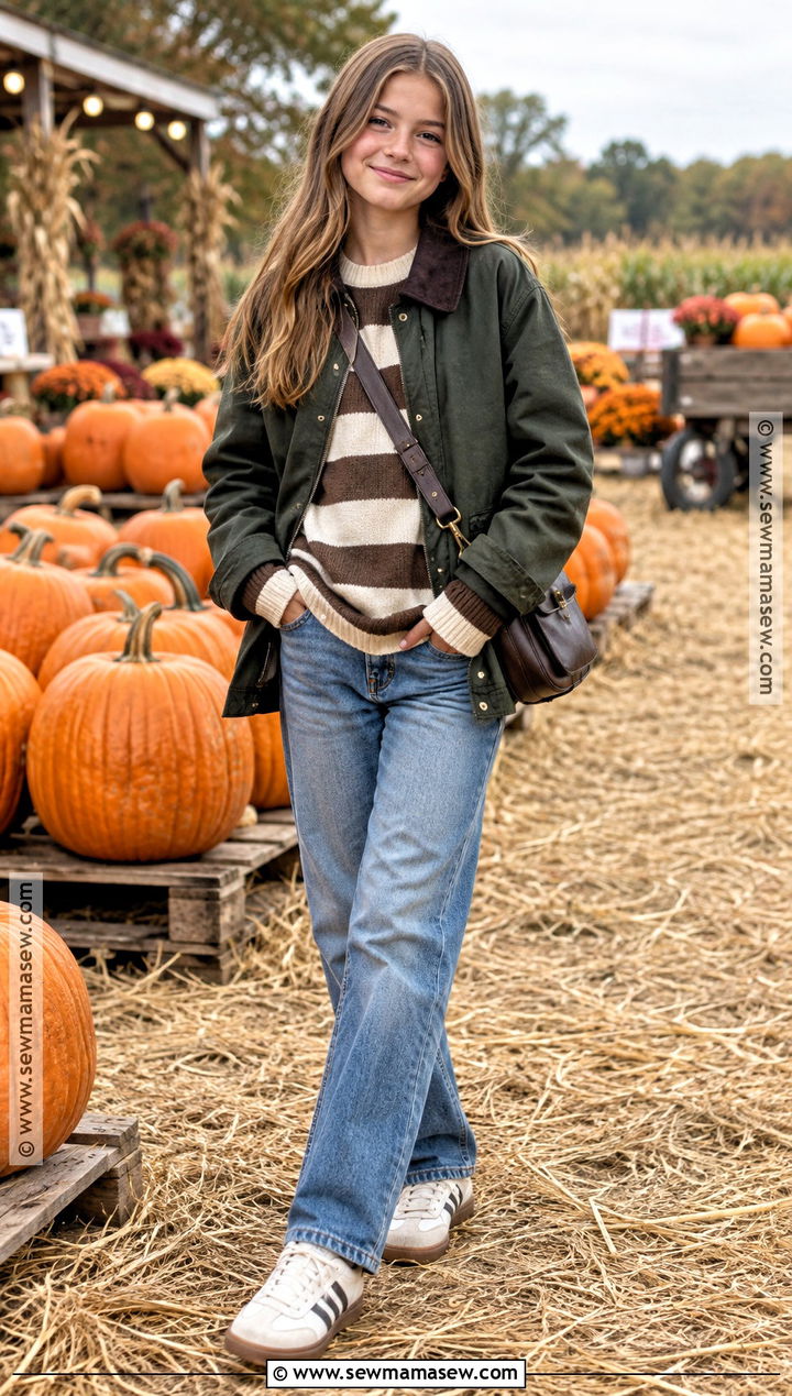 Oversized Sweater And Straight Jeans Pumpkin Patch Outfit - 25 pumpkin patch outfit ideas for kids