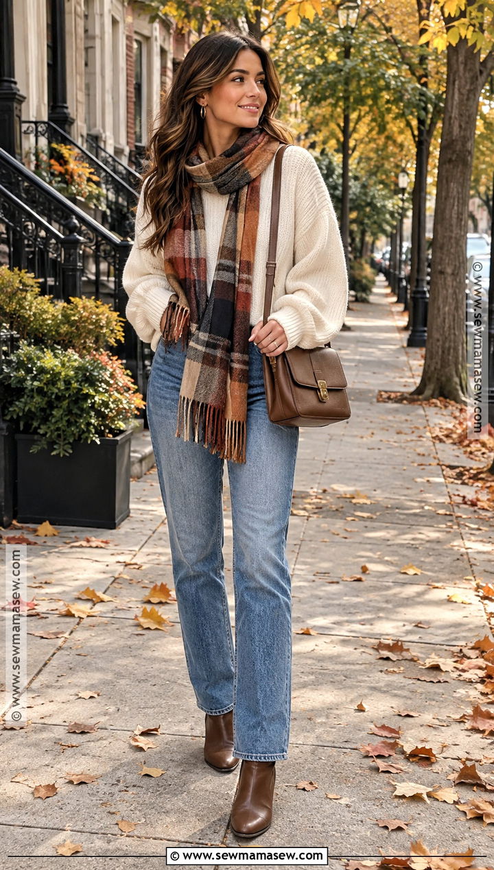 Oversized Sweater And Straight Leg Jeans Fall Outfit - 15 cozy fall outfits aesthetic 2026