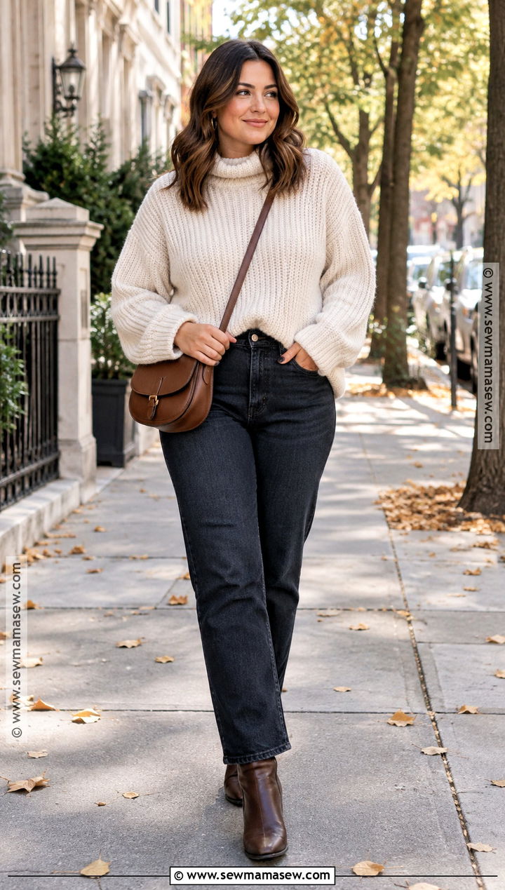 Oversized Sweater And Straight Leg Jeans Fall Outfit - 25 fall fits aesthetic