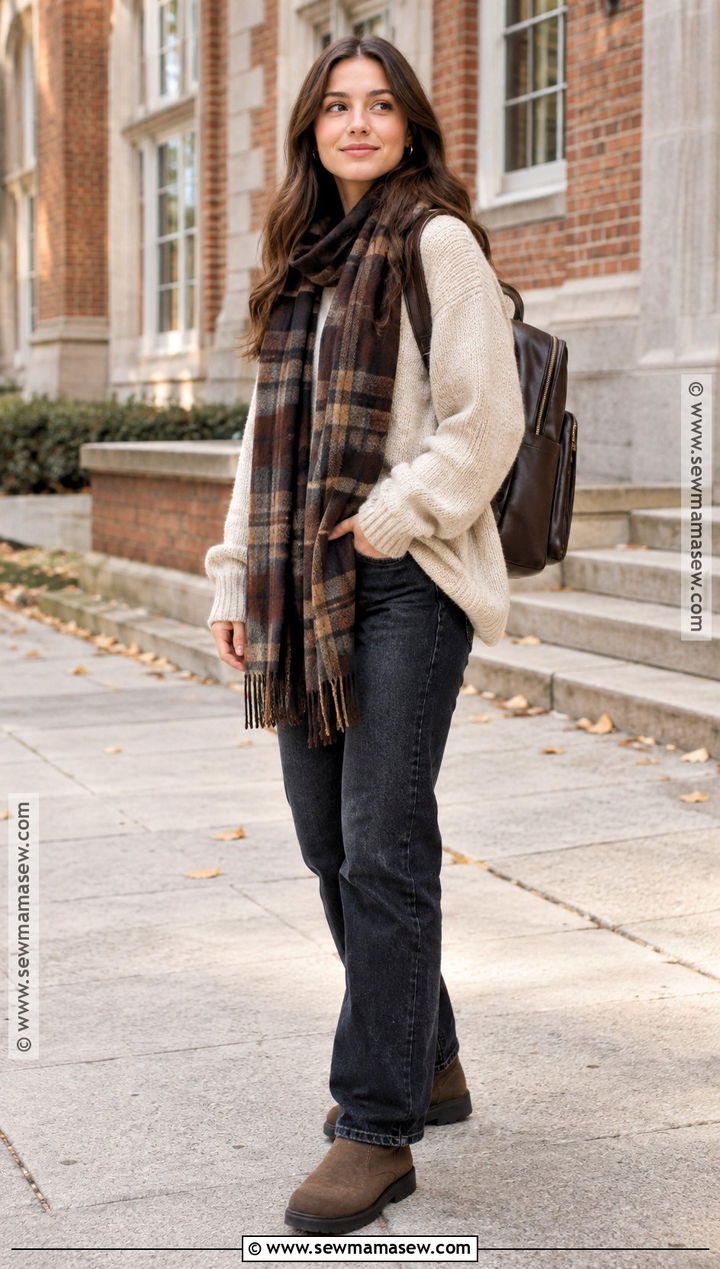 Oversized Sweater And Straight Leg Jeans Outfit - 20 cold fall outfits school
