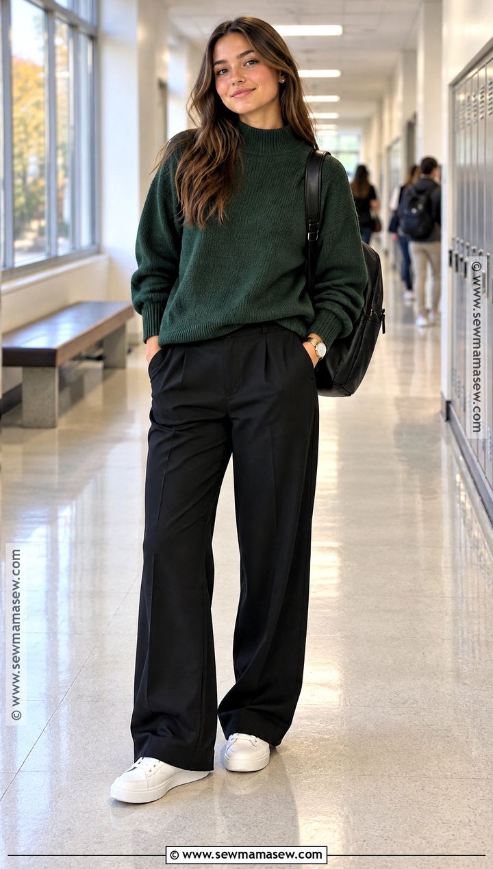 Oversized Sweater And Trousers Back To School Outfit - 20 Back To School Outfits Modest