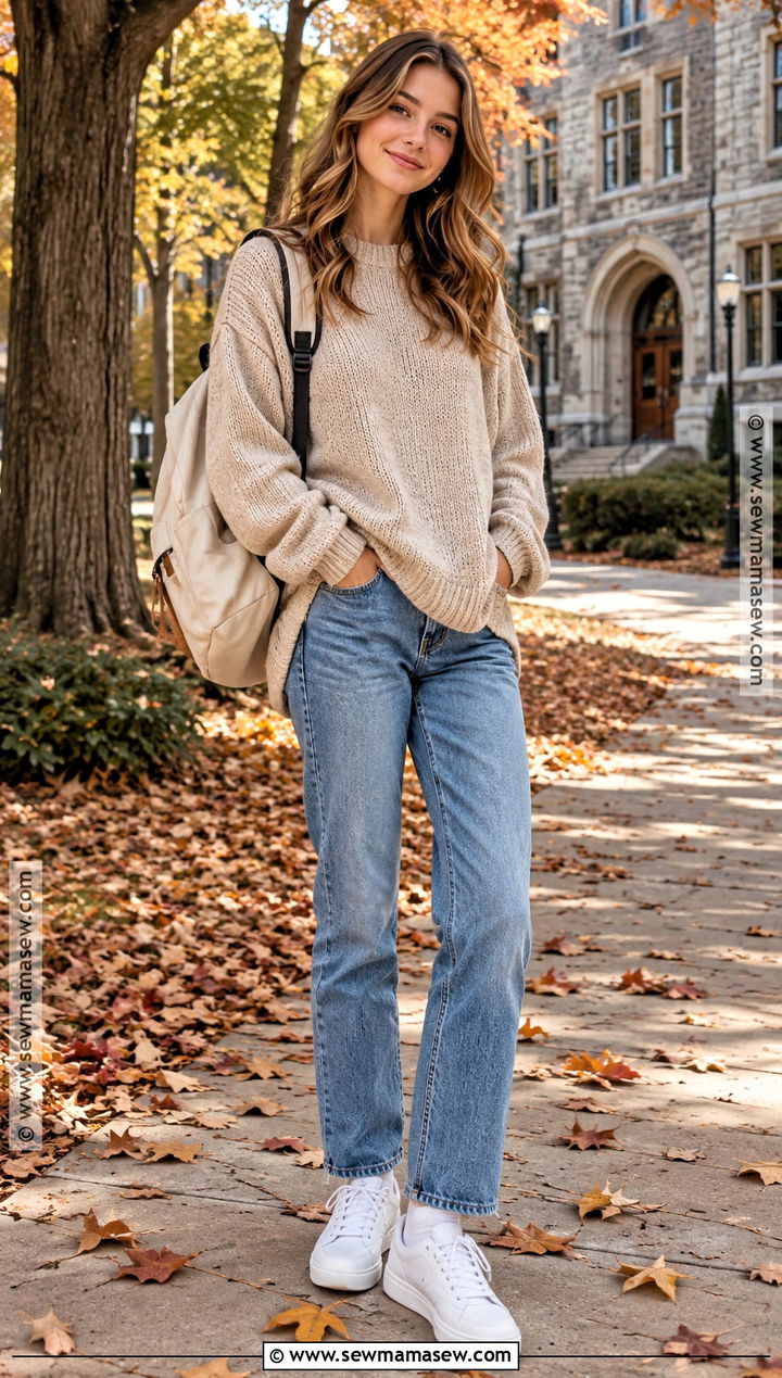 Oversized Sweater Autumn School Outfit - 25 outfit ideas for school autumn