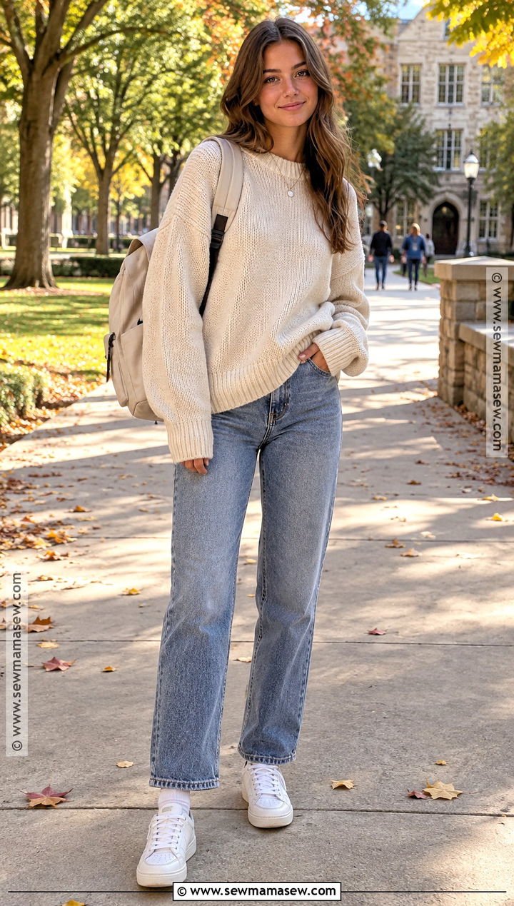 Oversized Sweater Fall School Outfit - 15 fall outfits for school comfy