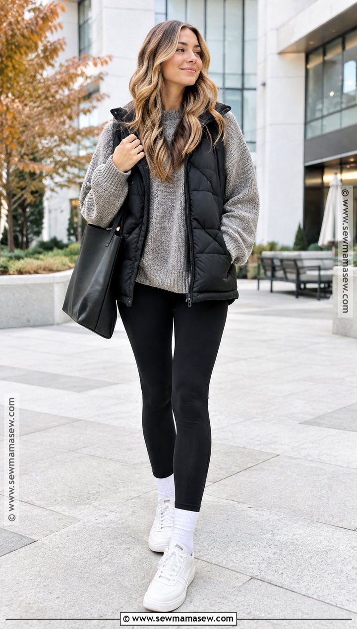 Oversized Sweater With Leggings And Sneakers - 20 Fall Sweaters Outfits