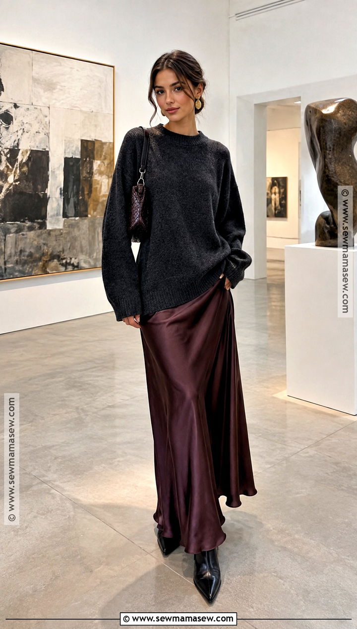 Oversized Sweater With Satin Maxi Skirt - 20 Autumn Sweaters