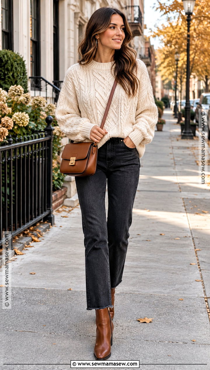 Oversized Sweater With Straight Leg Jeans - 20 sweater outfits fall