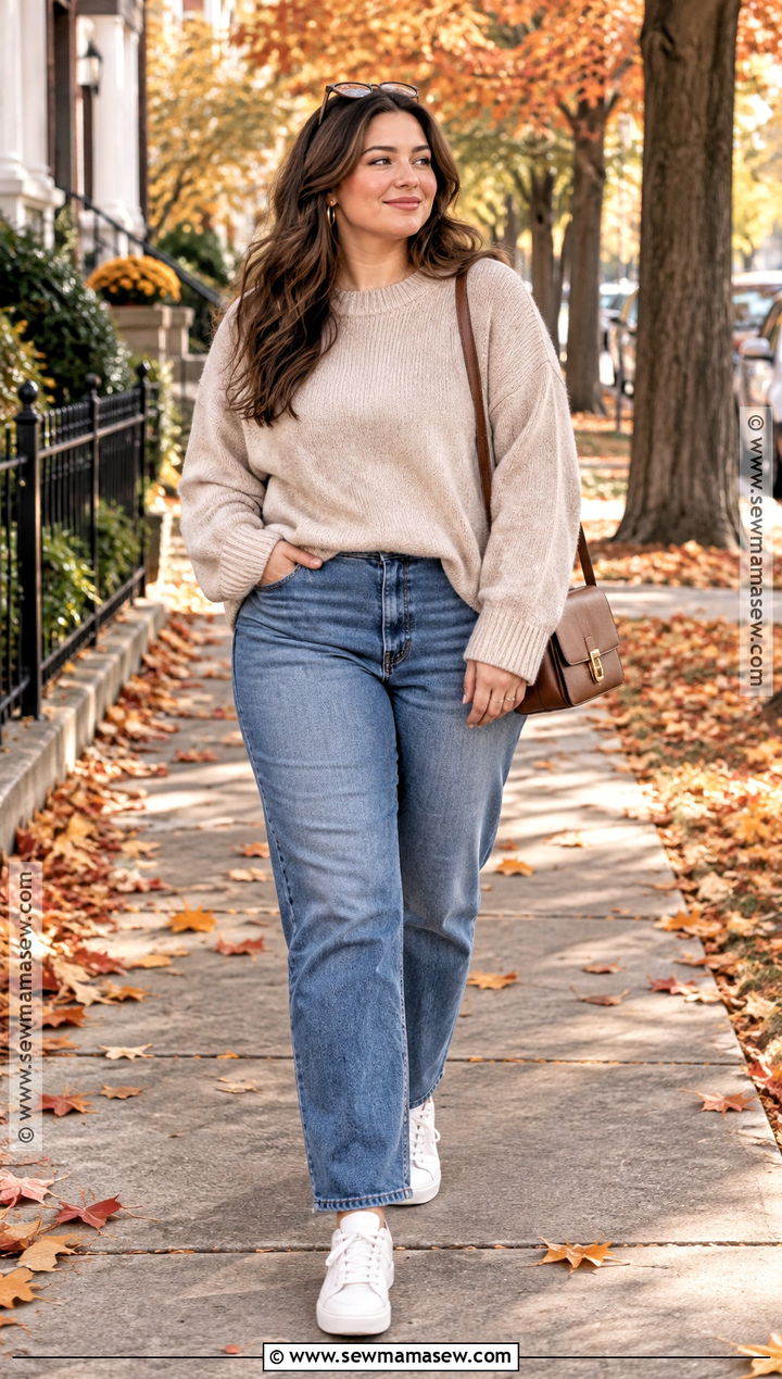 Oversized Sweater With Straight Leg Jeans - 25 comfy autumn outfits