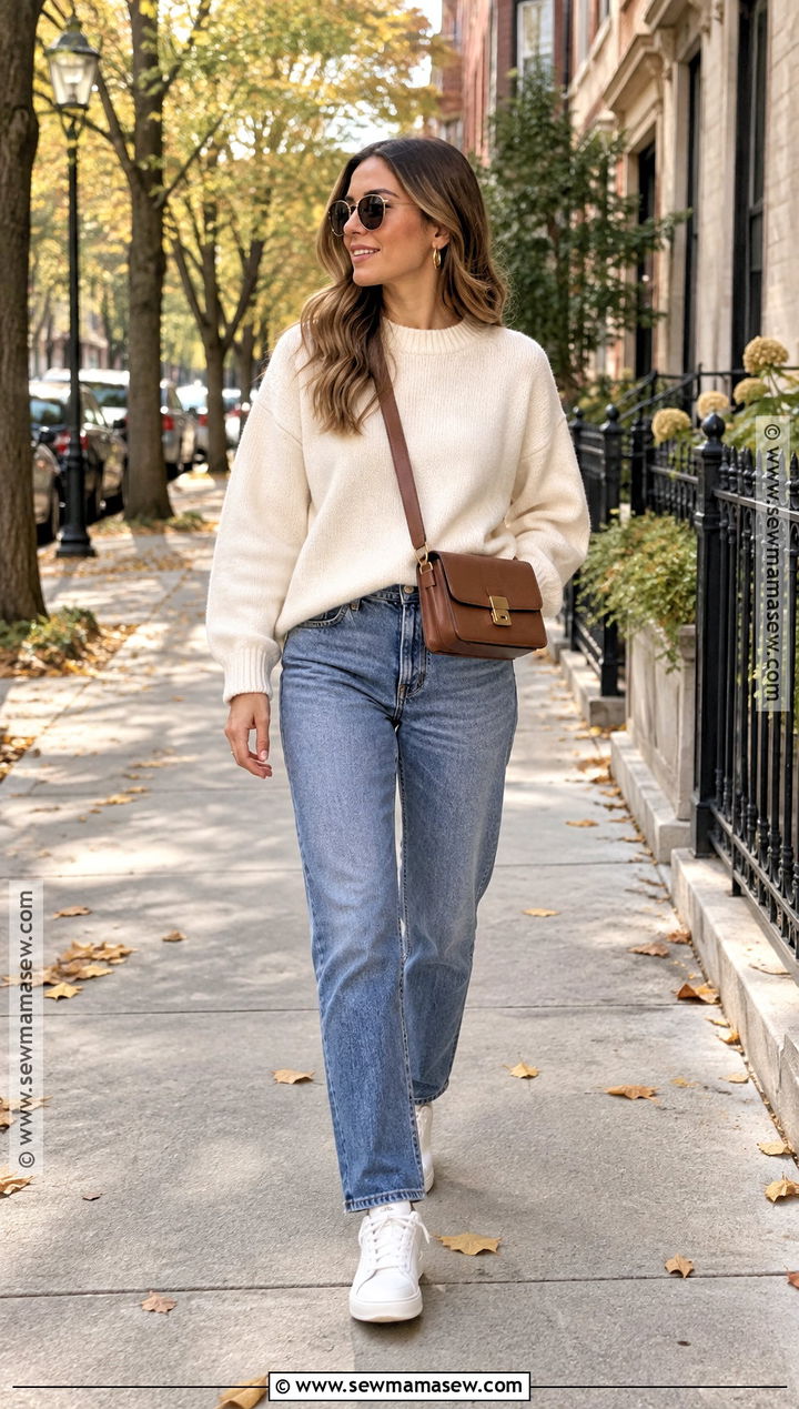 Oversized Sweater With Straight Leg Jeans Fall Outfit - 15 comfort fall outfits