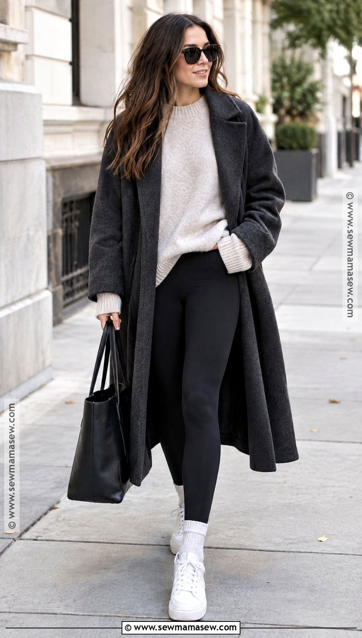 Oversized Sweater and Black Leggings NYC Fall Outfit - 20 ny outfits fall