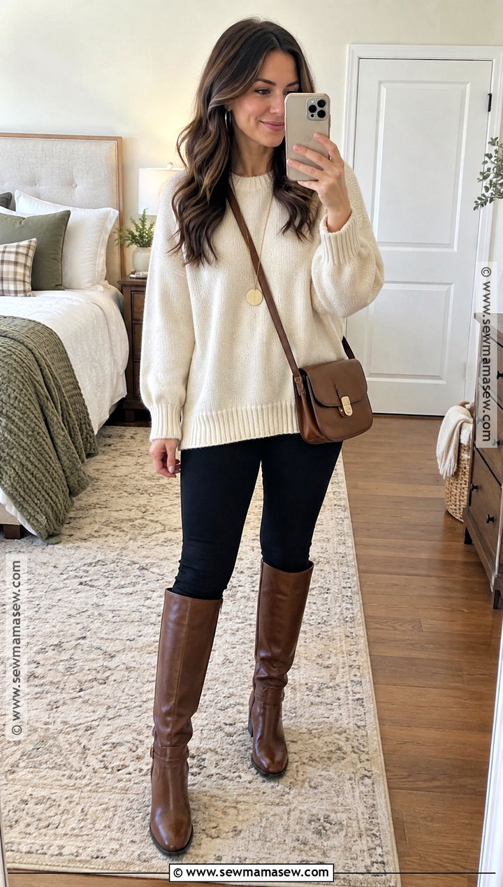 Oversized Sweater and Leggings Outfit - 25 chic thanksgiving outfit ideas
