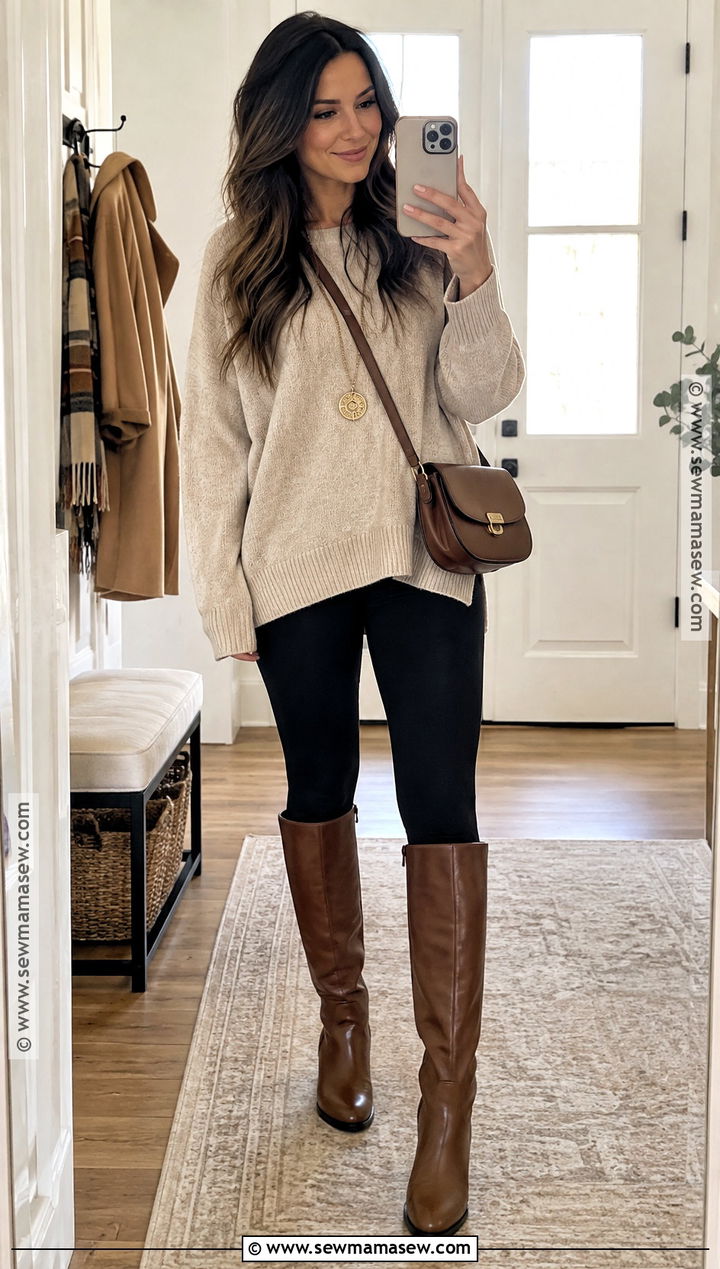Oversized Sweater and Leggings Thanksgiving Outfit - 15 thanksgiving outfits ideas for women