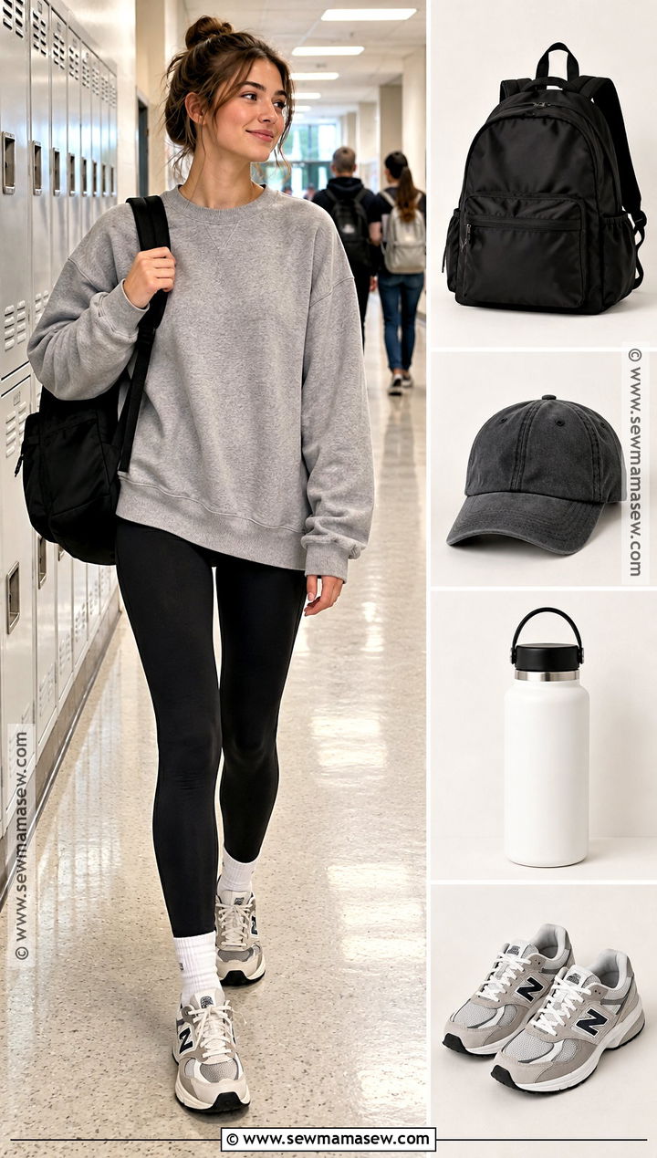 Oversized Sweatshirt And Leggings Back To School Outfit - 15 back to school outfit collage ideas