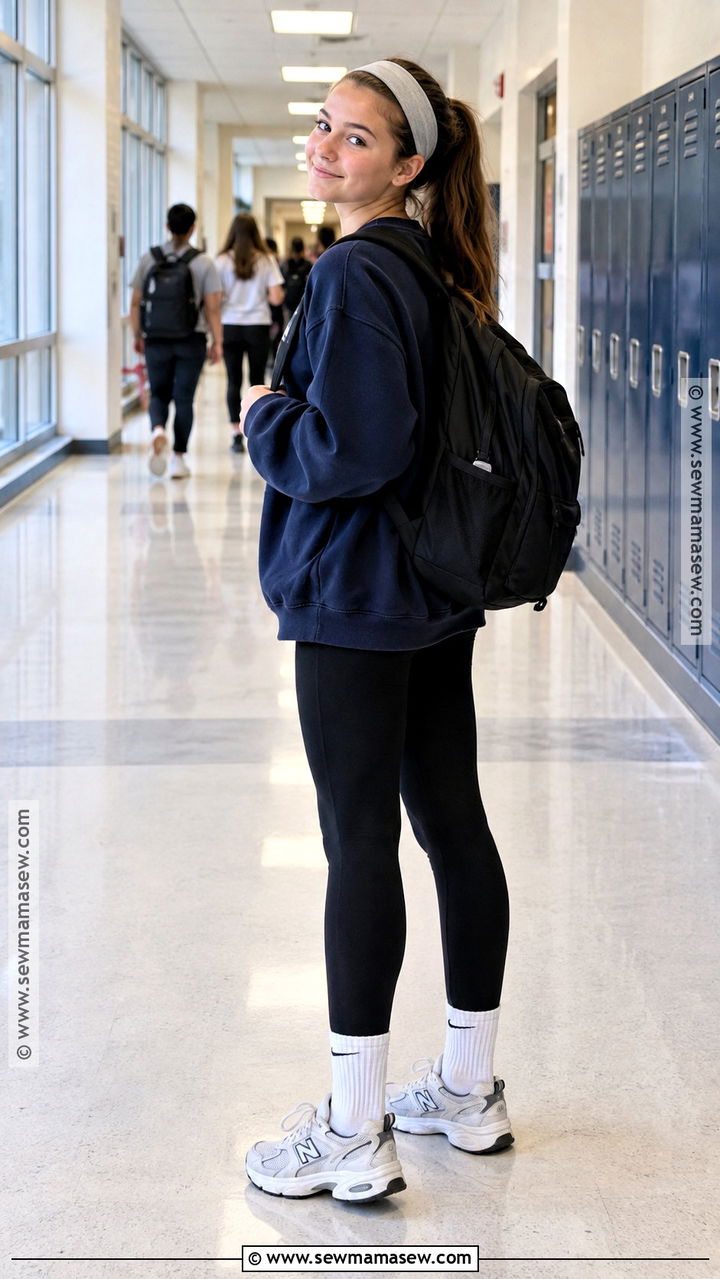 Oversized Sweatshirt And Leggings Outfit - 20 back to school outfits middle school 8th