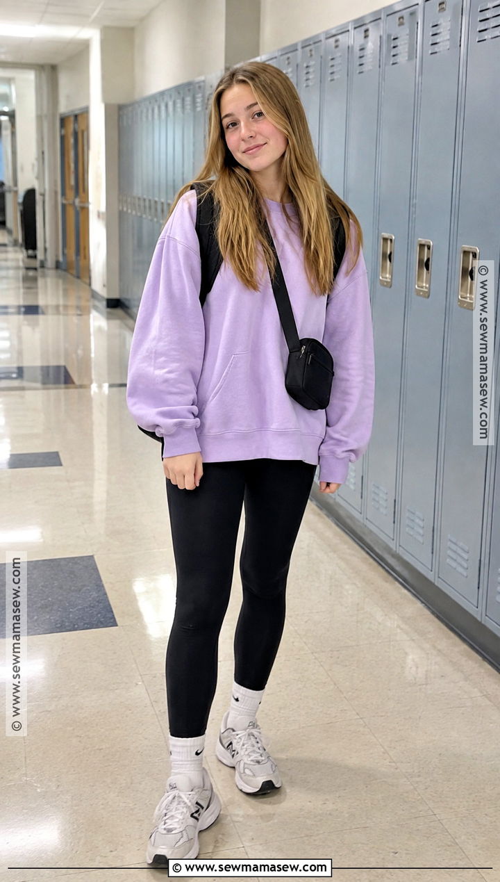 Oversized Sweatshirt And Leggings School Outfit - 15 cute back to school outfits 8th grade