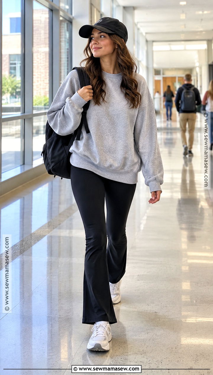 Oversized Sweatshirt With Flared Leggings - 25 Back To School Tops