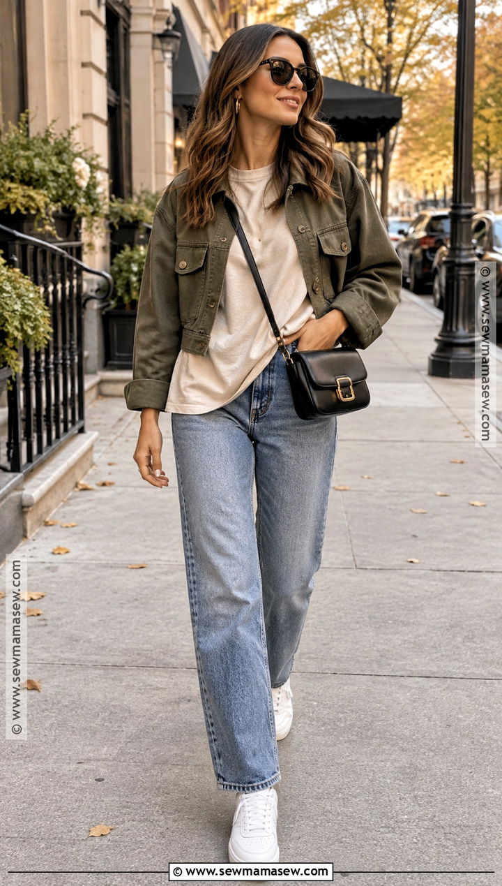 Oversized T Shirt With Straight Leg Jeans And Sneakers - 15 oversized tshirt fall outfits
