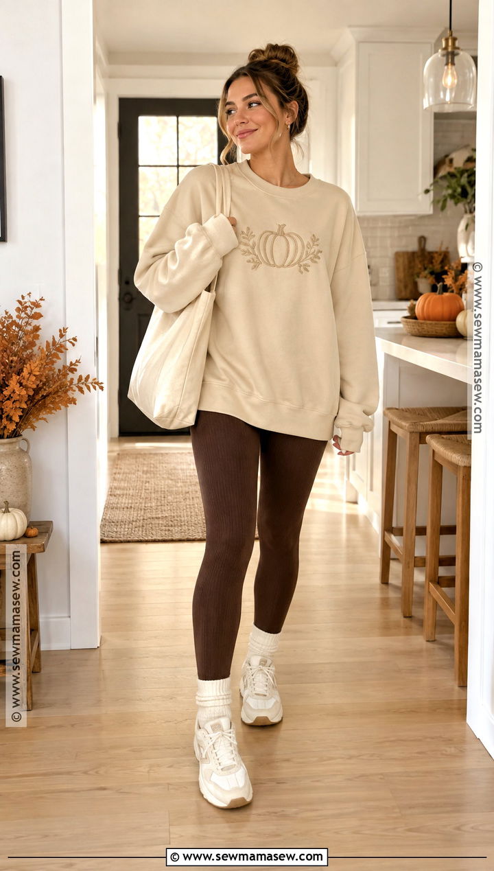 Oversized Thanksgiving Sweatshirt With Ribbed Leggings - 25 thanksgiving sweatshirt ideas