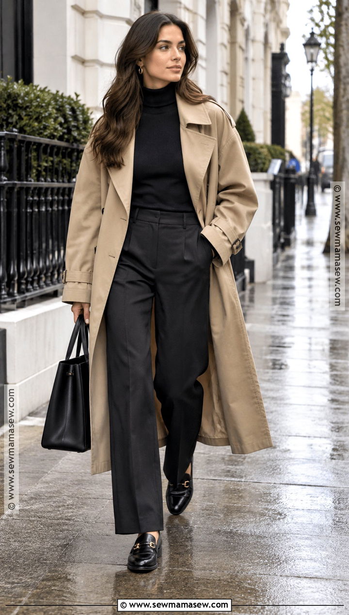 Oversized Trench Coat With Monochrome Basics - 20 Fall Outfits Oversized