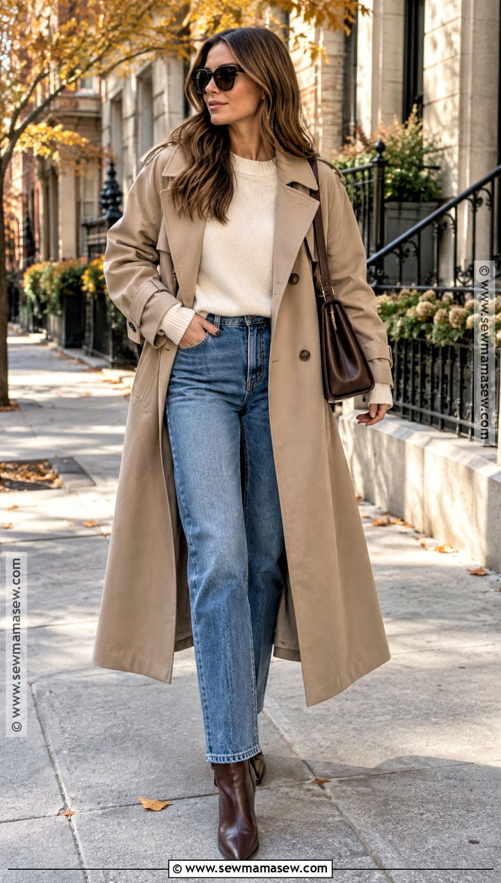 Oversized Trench Coat With Straight Leg Jeans - 20 fall fashion coats