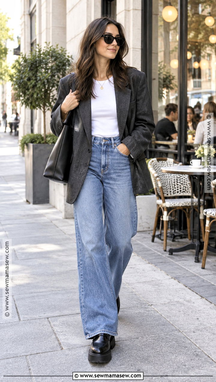 Oversized Wool Blazer With Wide Leg Jeans - 15 fall blazers for women 2026
