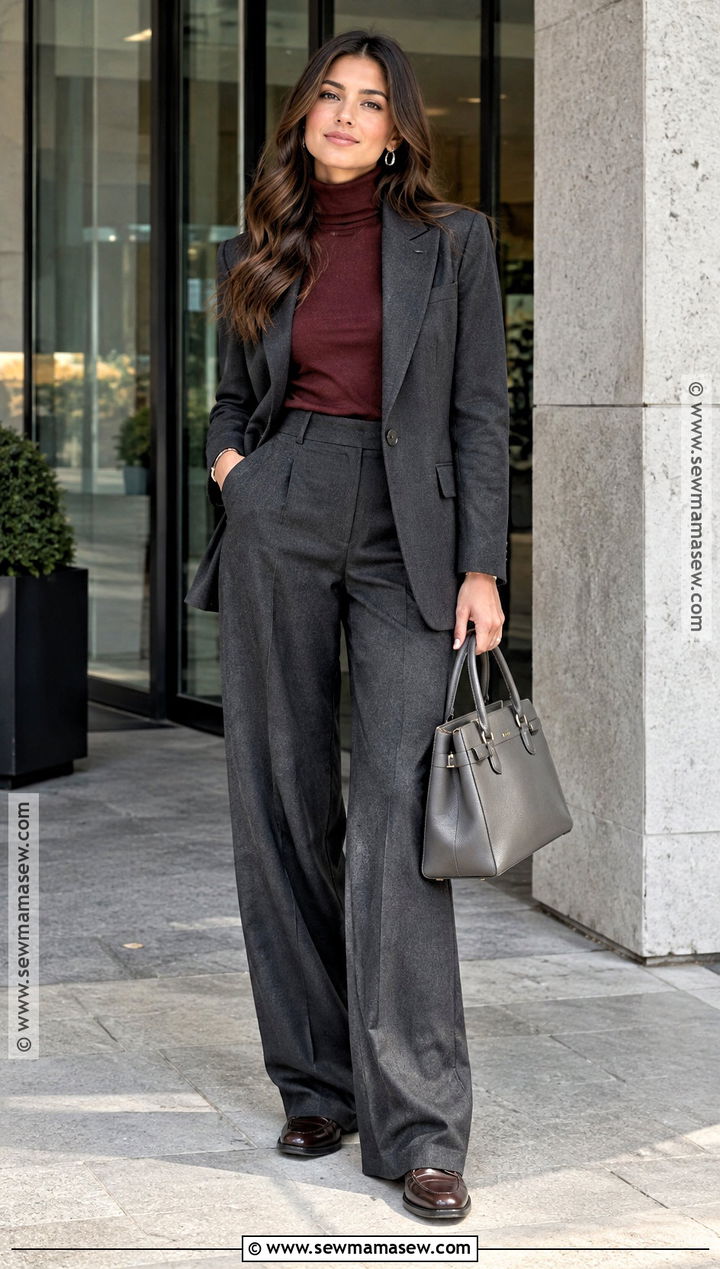 Oxblood And Charcoal Autumn Outfit - 25 autumn color palette outfits