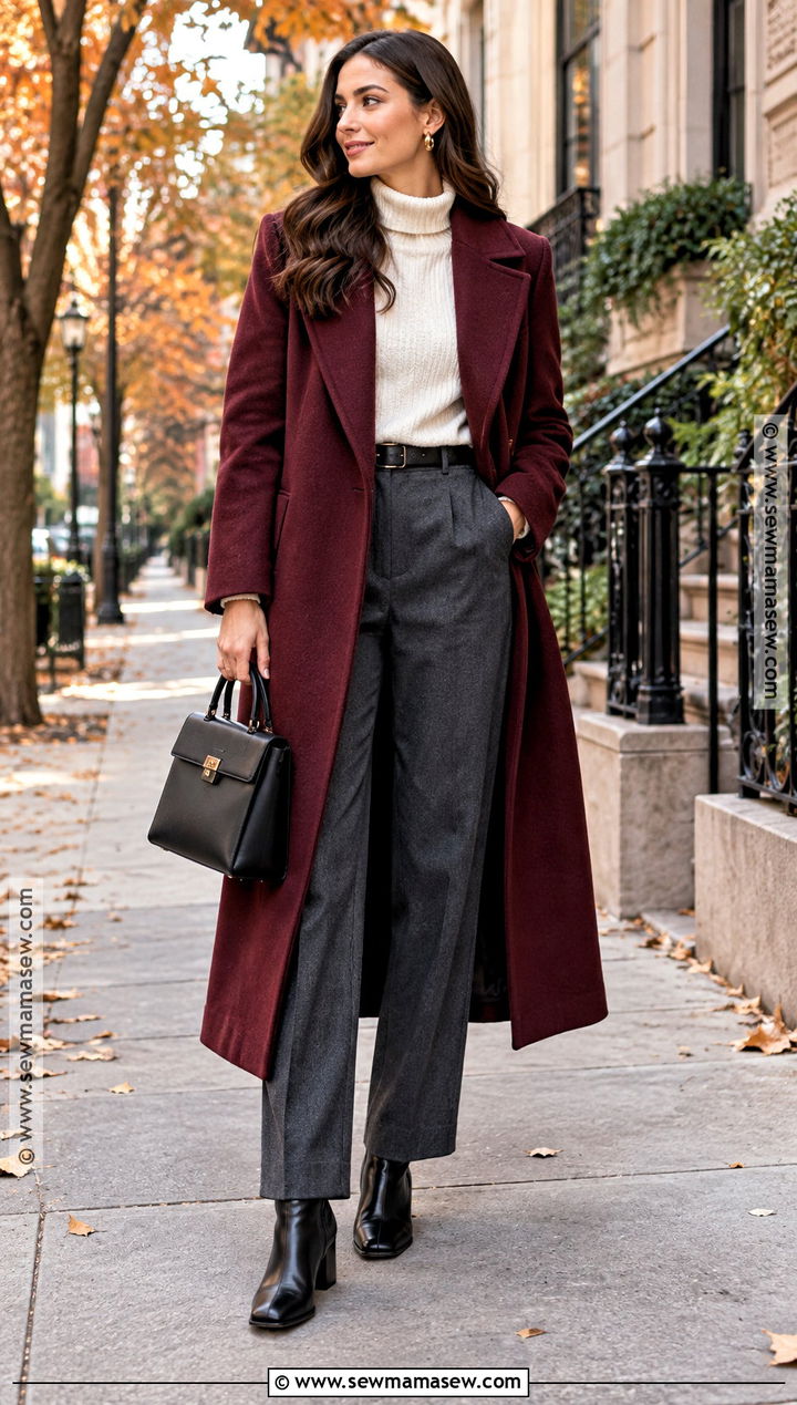 Oxblood Coat Outfit - 15 Fall Colors 2026 Fashion Ideas