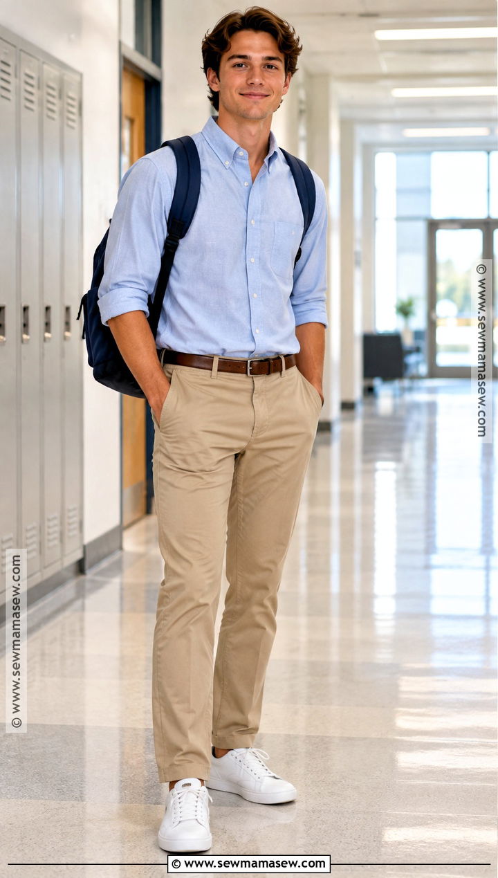 Oxford Shirt And Chinos Back To School Outfit - 25 back to school outfits for men