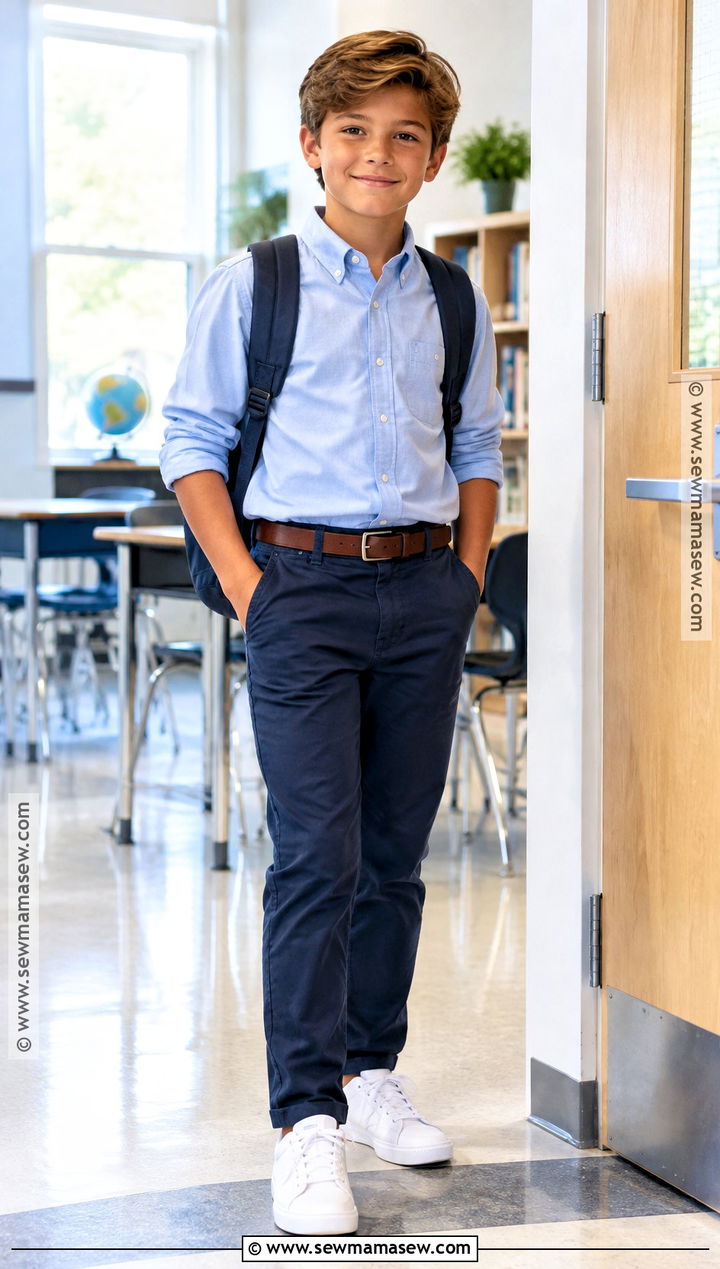 Oxford Shirt And Navy Chinos School Outfit - 20 back to school boy outfits