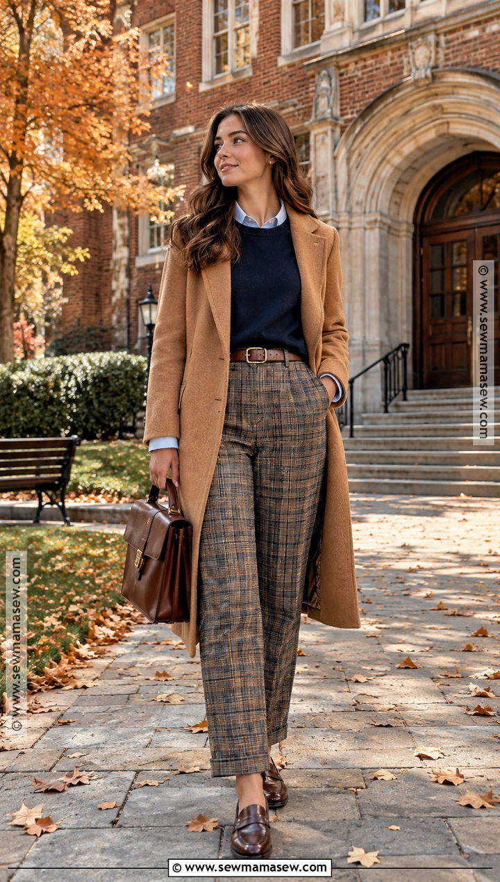 Oxford Shirt And Plaid Pants East Coast Fall Outfit - 15 east coast aesthetic outfits fall