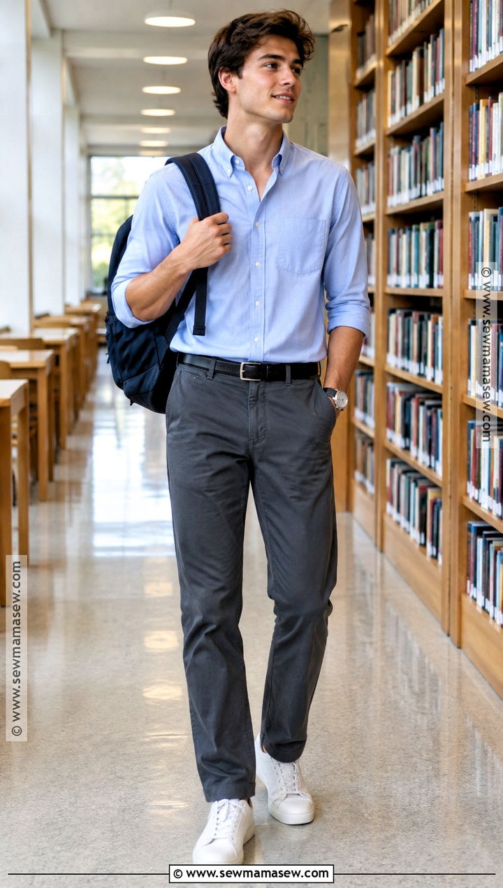 Oxford Shirt And Relaxed Chinos Outfit - 15 masc back to school outfits