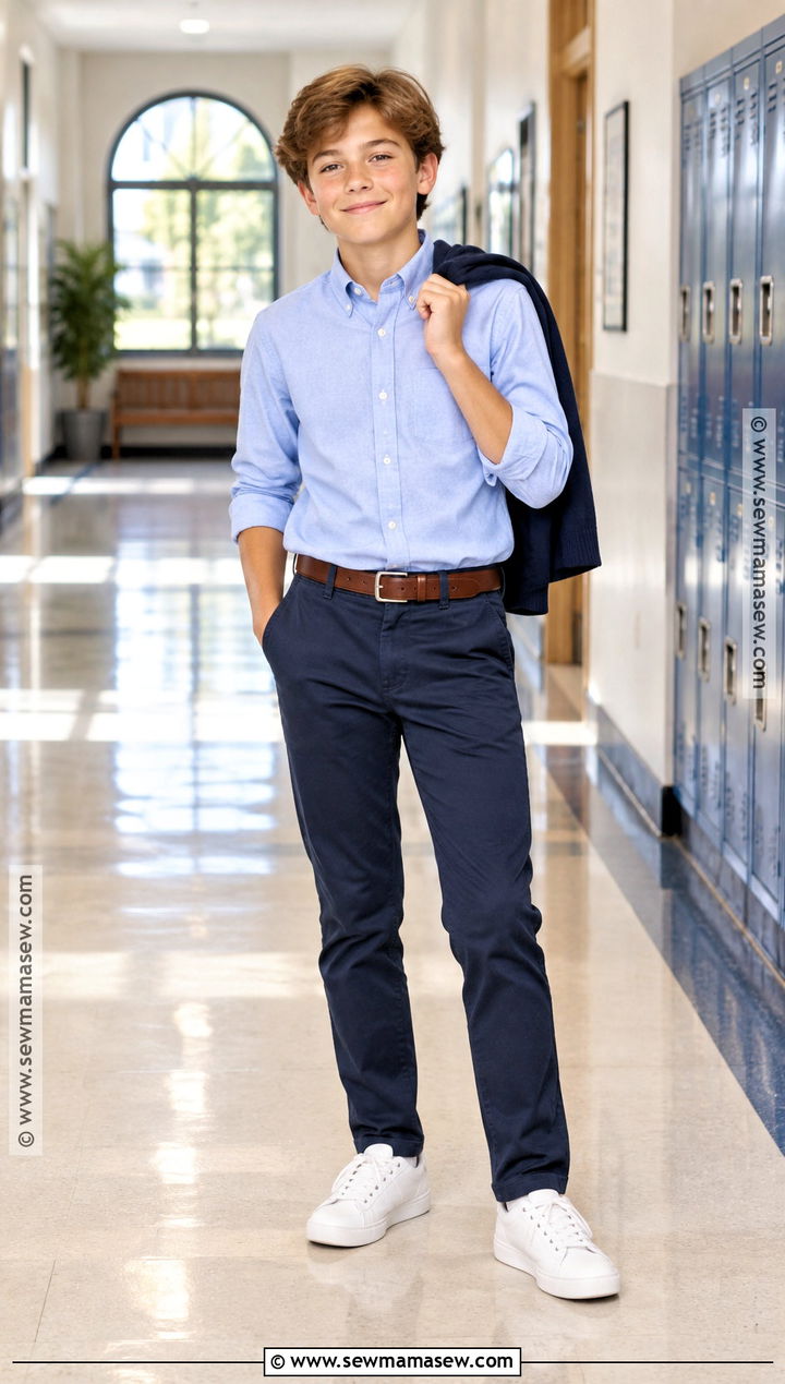 Oxford Shirt With Navy Chinos - 15 back to school shirts for boys