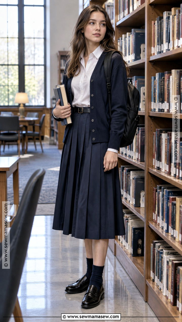 Oxford Shirt and Midi Skirt Fall School Uniform - 15 fall school uniform ideas