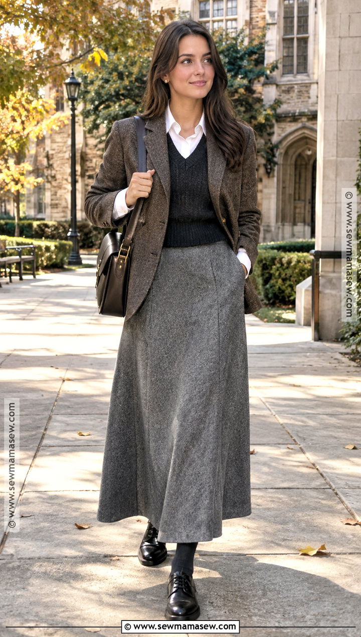 Oxford Shoes With a Wool Maxi Skirt - 15 shoes to wear with maxi skirt in fall