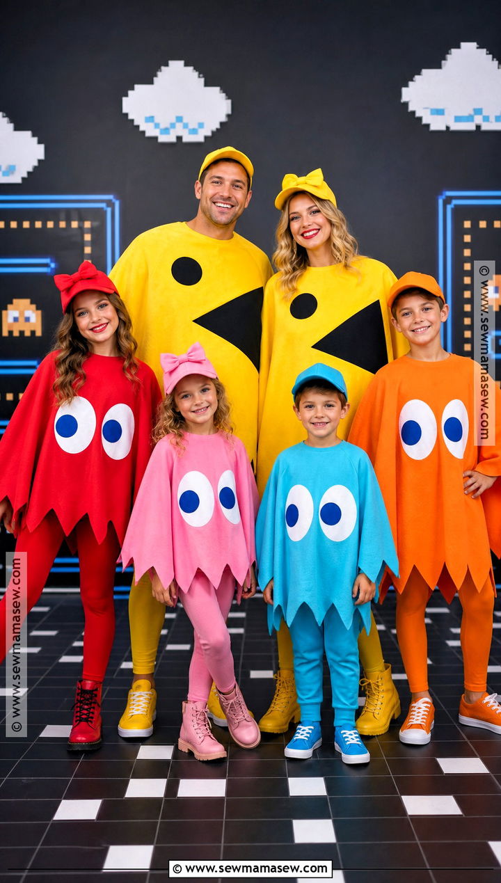 Pac Man Family Costume For Six - 30 family of 6 halloween costumes
