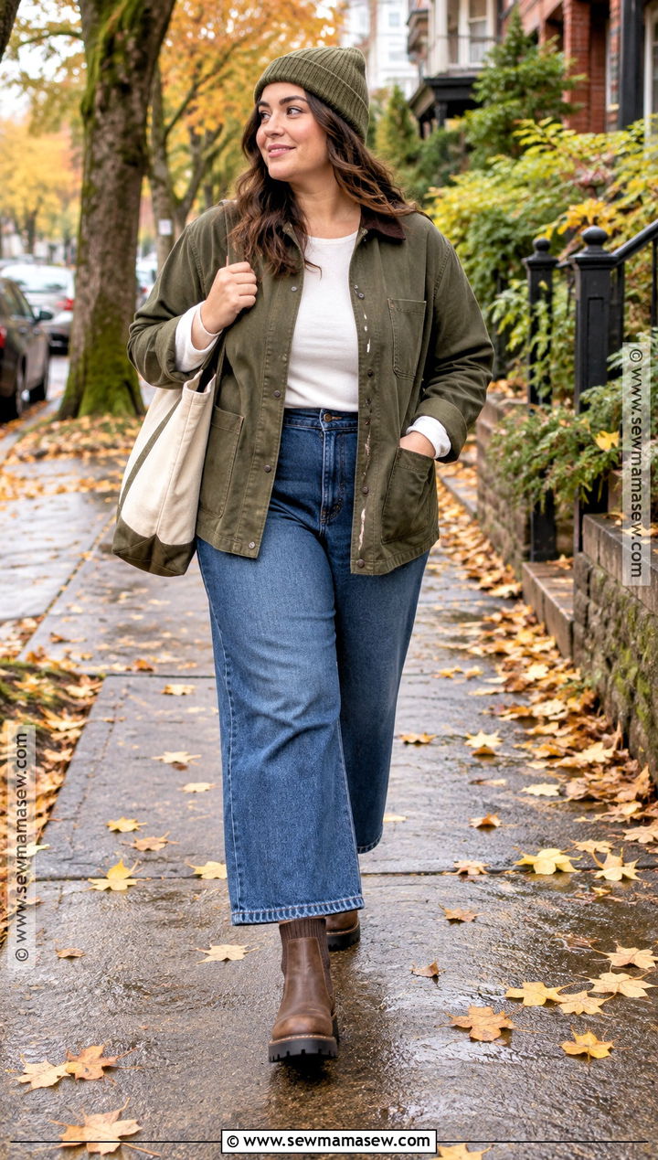 Pacific Northwest Barn Jacket Outfit With Wide Leg Jeans - 15 fall outfits pacific northwest