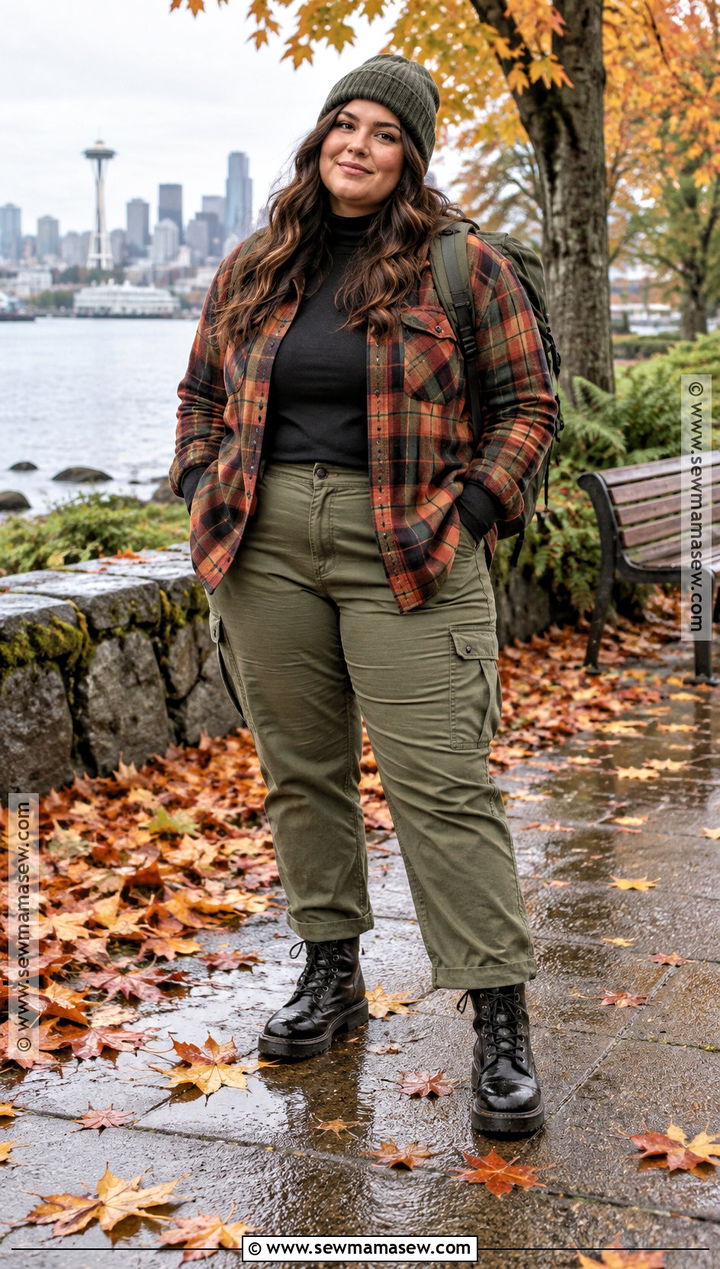 Pacific Northwest Flannel Shirt Outfit With Cargo Pants - 15 fall outfits pacific northwest