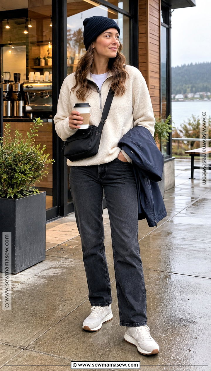 Pacific Northwest Fleece Outfit With Straight Leg Jeans - 15 fall outfits pacific northwest