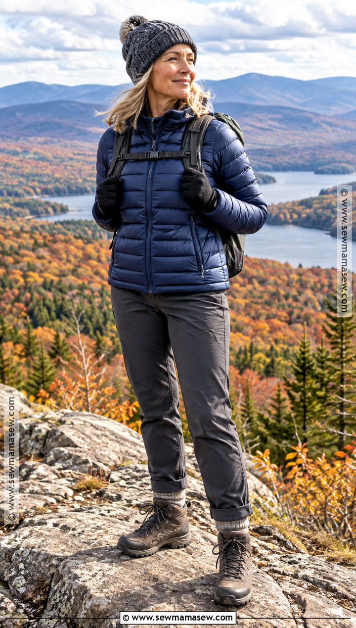 Packable Puffer And Hiking Trousers Outfit - 20 Hiking Outfit Autumn Ideas for Women