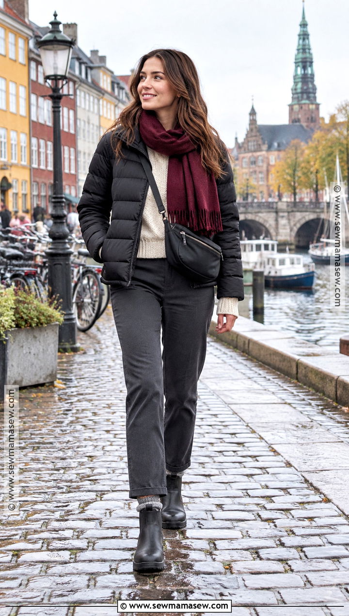 Packable Puffer And Straight Leg Pants Europe October Outfit - 15 Europe Travel Outfits October