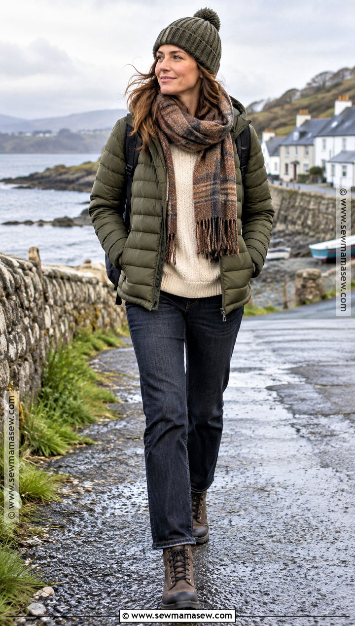 Packable Puffer With Sweater And Straight Leg Jeans - 15 october ireland outfits