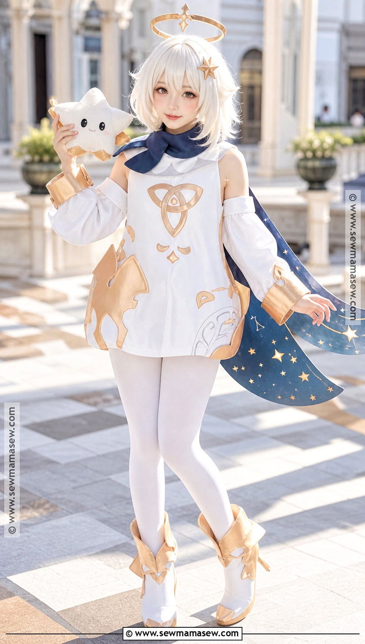 Paimon Cosplay With White Cape Dress - 30 genshin cosplays